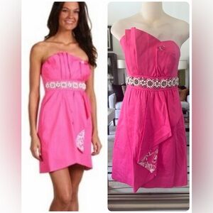 Lilly Pulitzer Crystal Strapless Hotty Pink Dress
